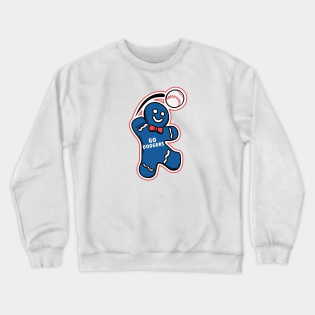 Los Angeles Dodgers Gingerbread Man Crewneck Sweatshirt by Rad Love